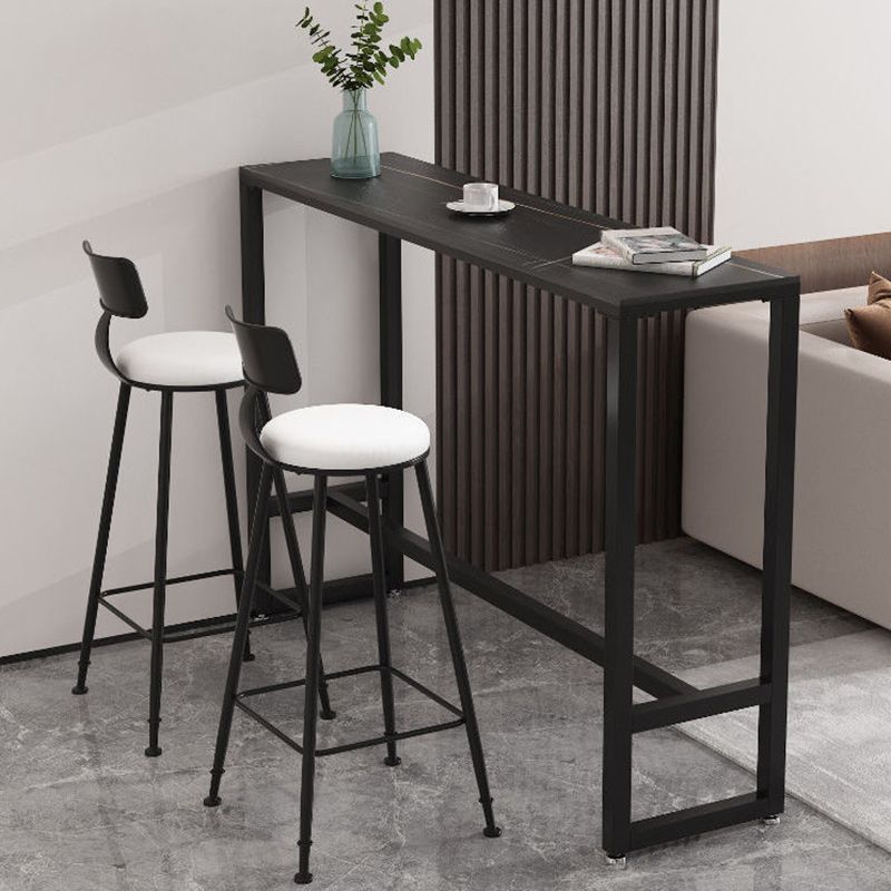 Modern Rectangle Bar Table Stone Top Bistro Table with Pedal Base