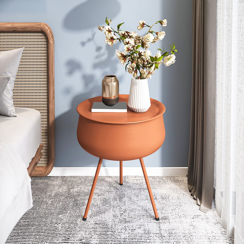 Metal Modern Nightstand Iron Round Non-Storage Night Table with Legs