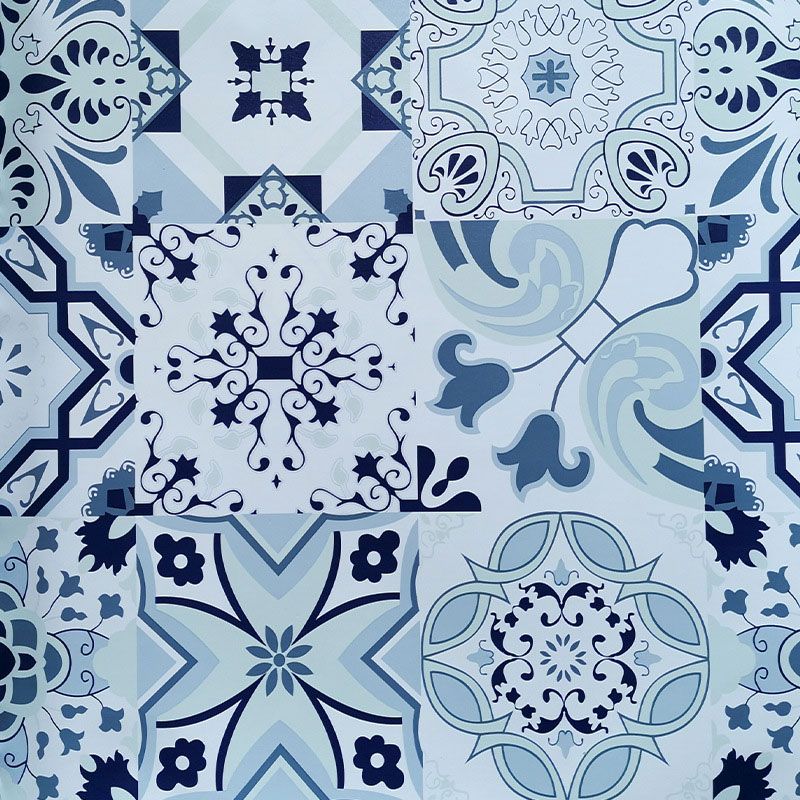 Bohemian Vinyl Wallpaper Roll for Bedroom Decoration with Mosaic Design in Blue, Peel and Stick, 96.8 sq ft.