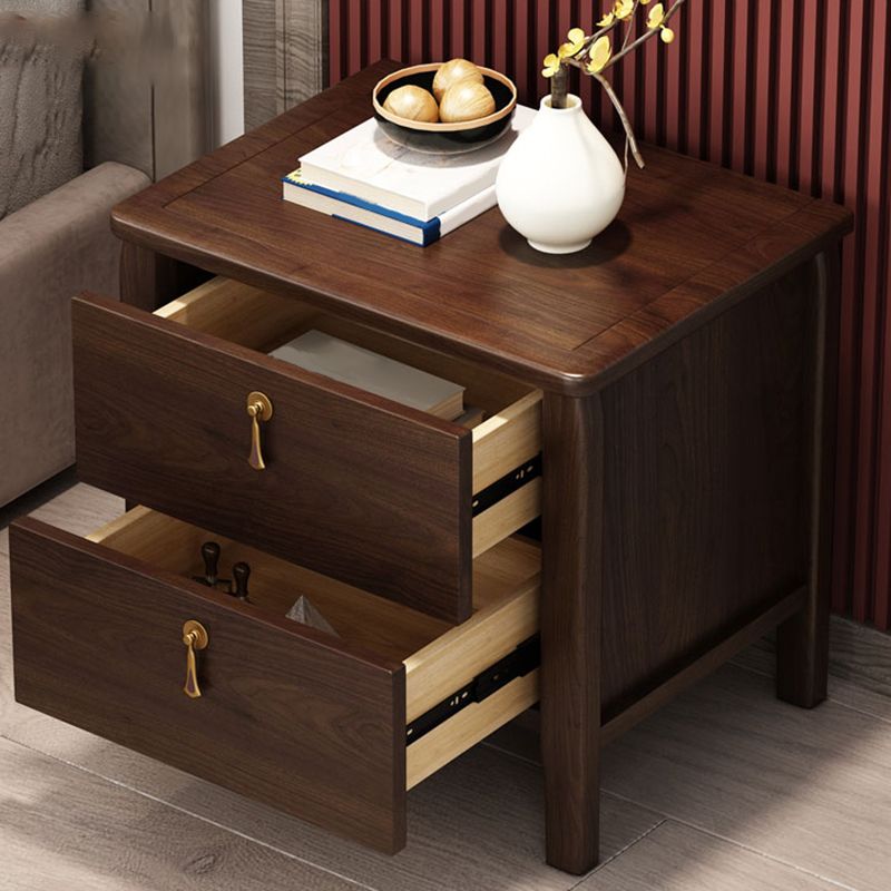 2 - Drawer Contemporary Accent Table Nightstand Antique Finish Bed Nightstand