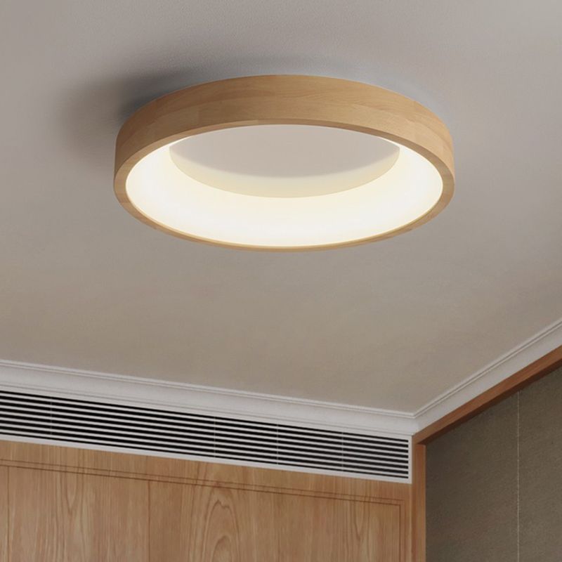 Wood Circle Shape Flush Mount Minimalism Metal Ceiling Flush Mount for Living Room