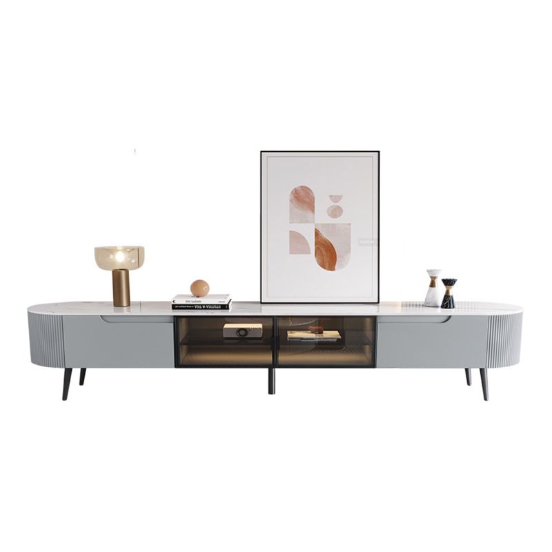 Contemporary TV Console Faux Wood TV Media Stand with 2 Drawers