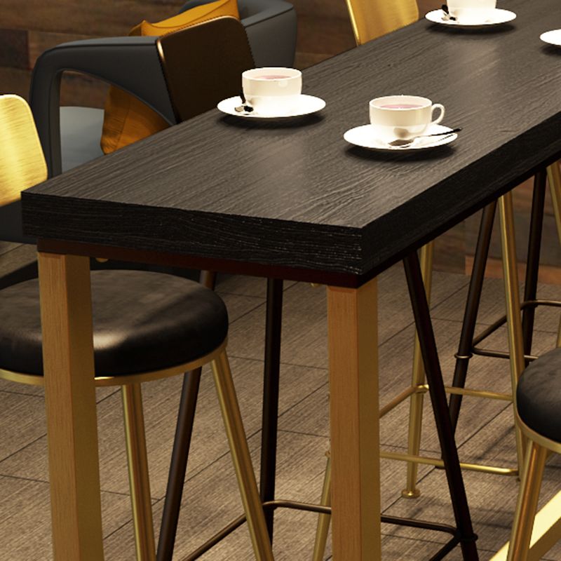 Glam Style Rectangle Bar Table Black Solid Wood Bar Dining Table