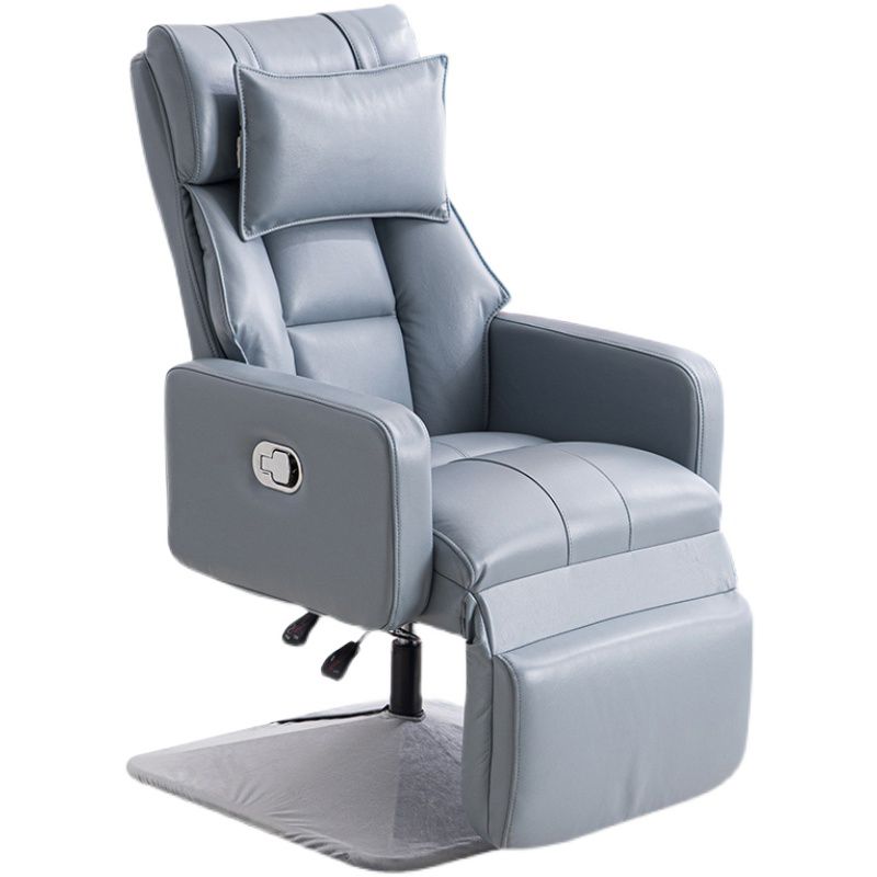 Manual-Handle Swivel Standard Recliner Solid Color Faux Leather Recliner Chair