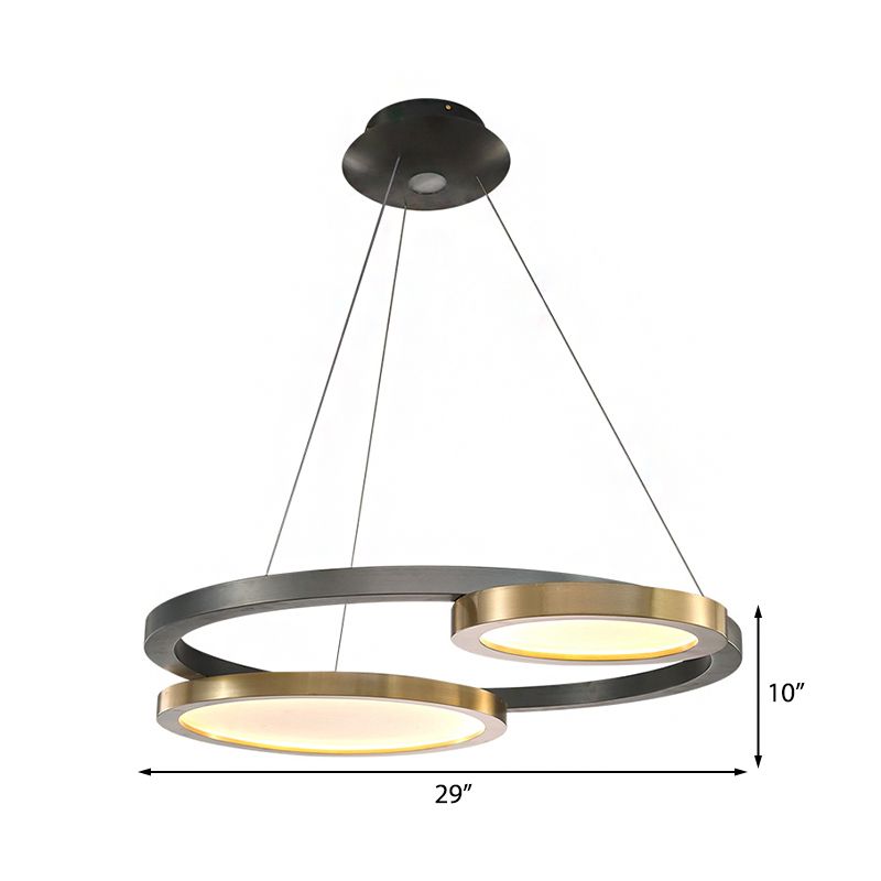 Orbit Metal LED Chandelier Modern Golden Hanging Light Fixture with Adjustable Hanging Cord