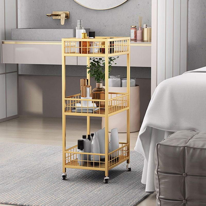 Open Back Metal Bookshelf Nordic Storage Bookcase with Casters