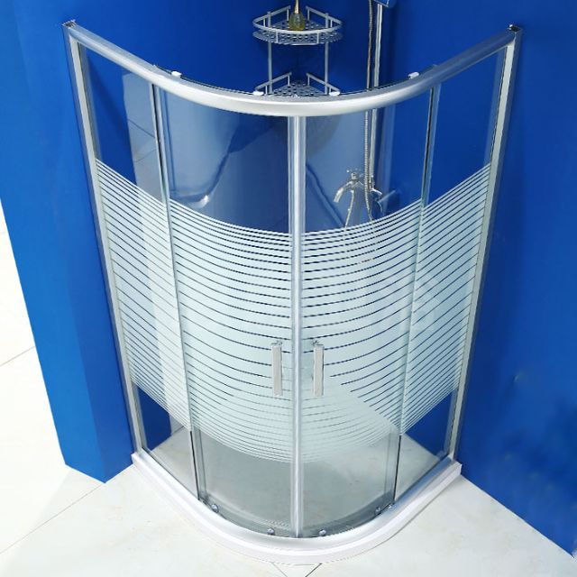 Round Double Sliding Door Shower Enclosure Tempered Glass Shower Enclosure