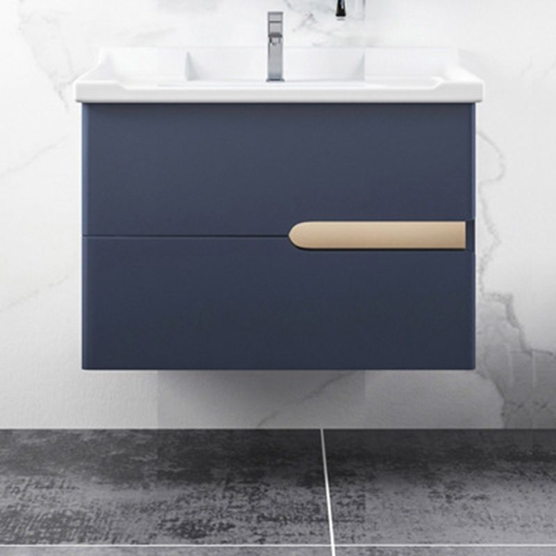 Gorgeous Wooden Sink Vanity Blue Wall Mount Vanity Cabinet with Mirror Cabinet