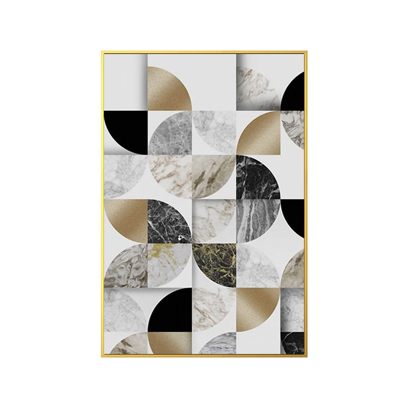 Leaf Shapes Marble Canvas Print Nordic Style Textured Wall Art for Living Room