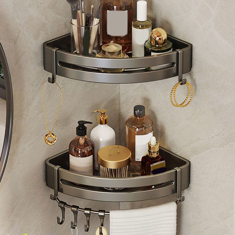 Contemporary Bathroom Accessory Set 3-Piece Bath Shelf with Hooks