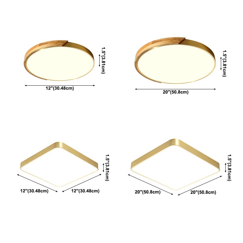 Geometry Shape LED Ceiling Lamp Modern Copper 1 Light Flush Mount for Living Room