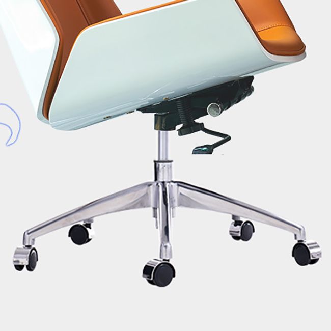 Modern No Arm Desk Chair Leather Task Chair with Wheels for Office