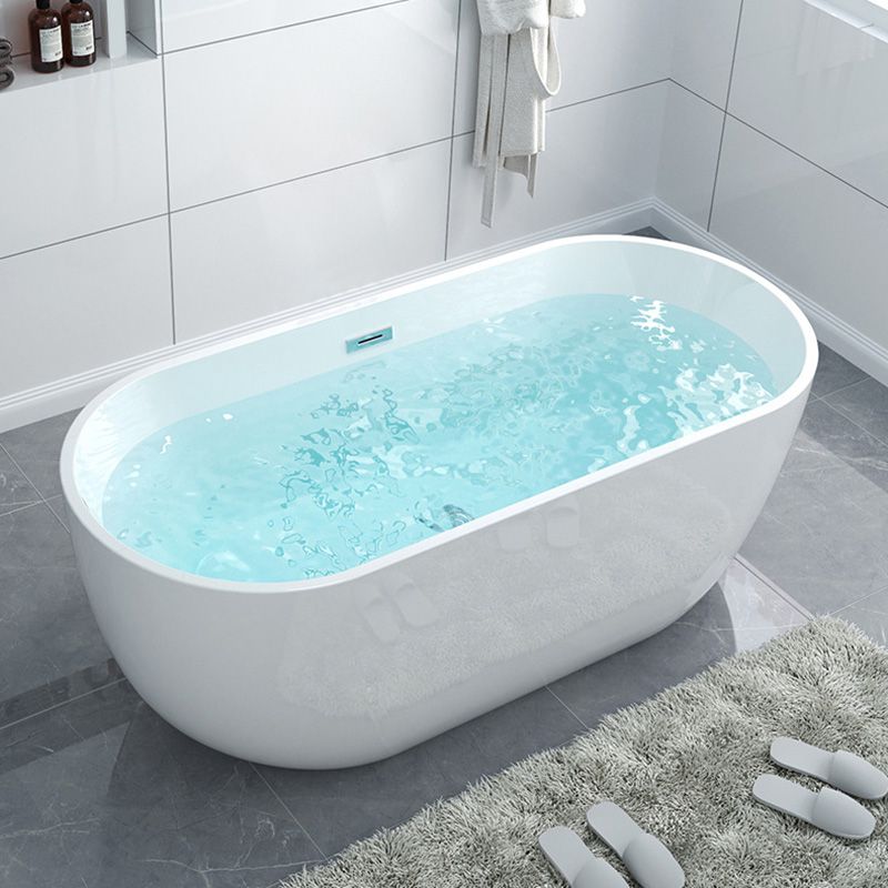 Acrylic Freestanding Bath Back to Wall Modern Oval White Bathtub