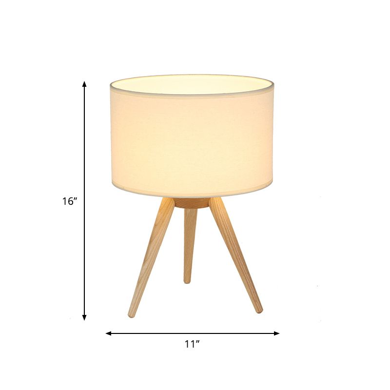 Drum Shade Stativ Nachtlampe Neuheit Minimalist Stoff Einschlafzimmer Tischlicht in Holz