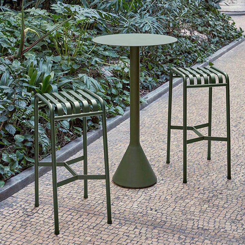 Contemporary Metal Patio Table Round/Square Water Resistant in Green