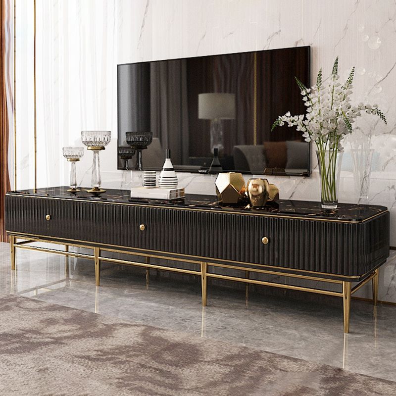 Glam Marble TV Stand Console Enclosed Storage TV Media Stand with Legs for Living Room