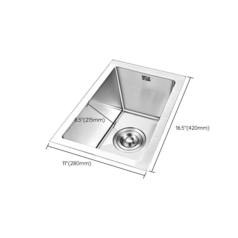 Contemporary Style Kitchen Sink Stainless Steel Rectangle Drop-In Kitchen Sink