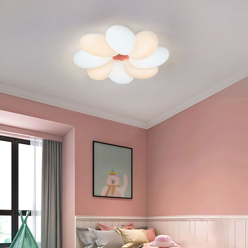 8-Lights Modern Style Flower Flush Mount Acrylic Ceiling Light for Bedroom