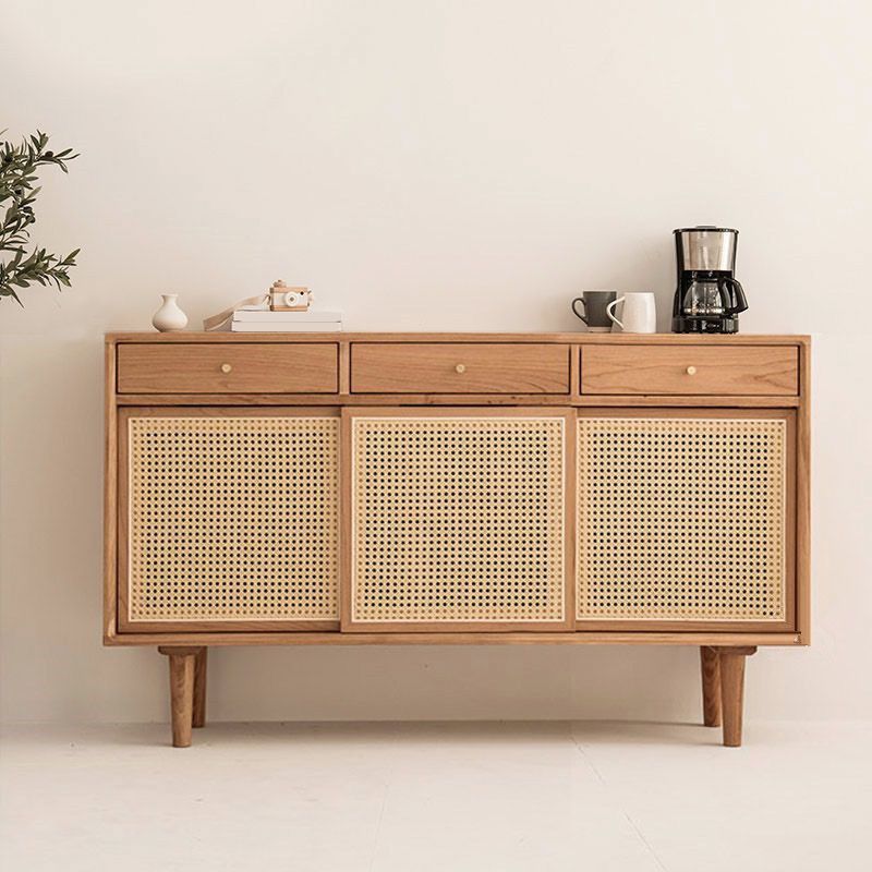 Solid Wood Storage Sideboard Modern Rectangle Server for Dining Room