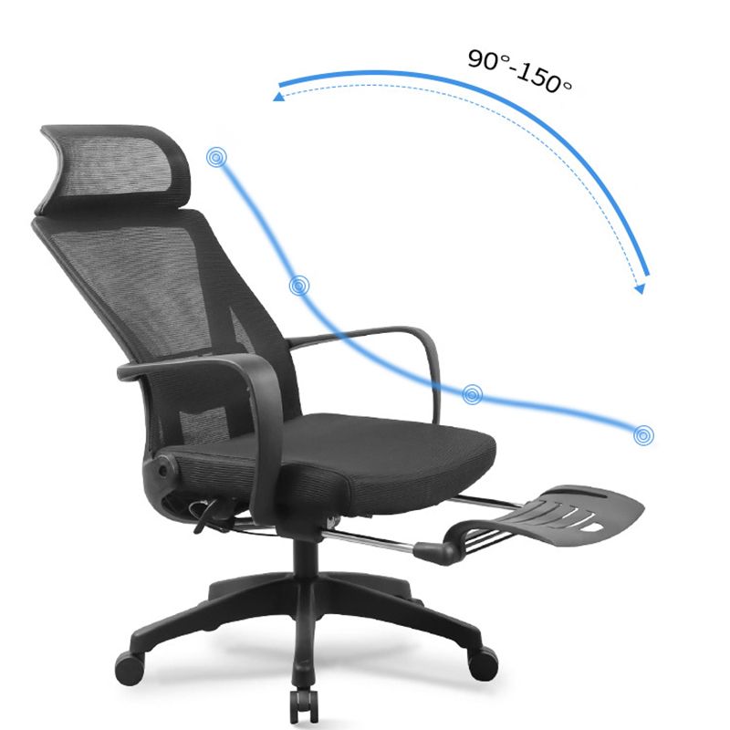 Modern Slide Office Chair Black Adjustable Seat Height Fixed Arms Desk Chair with Wheels