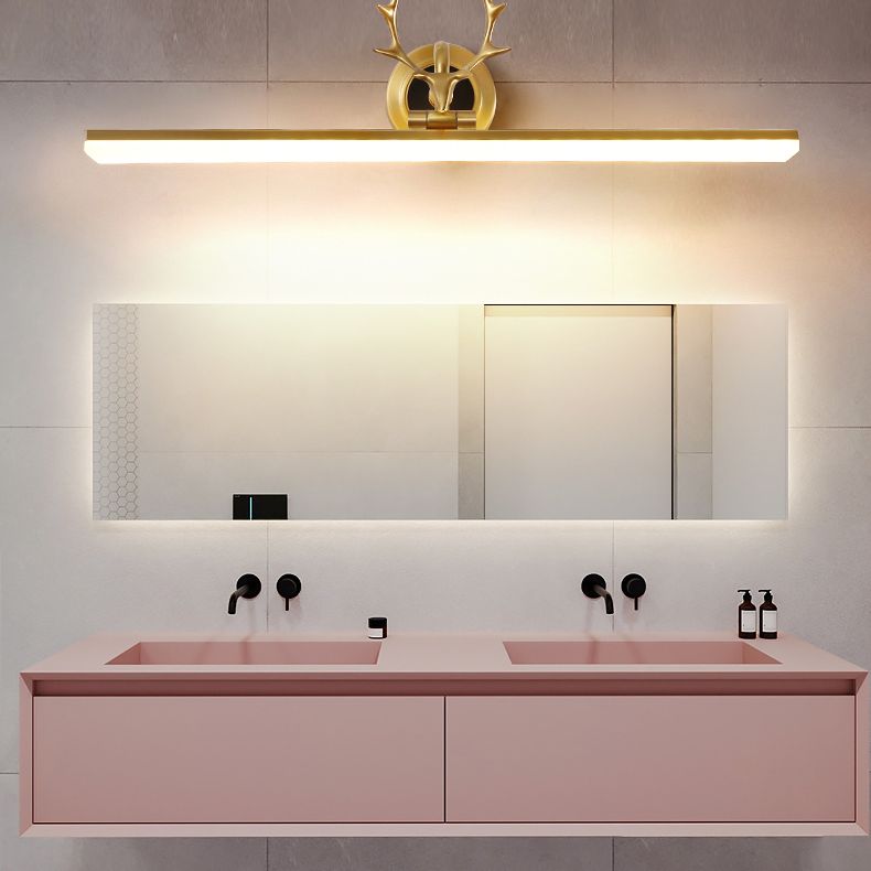 Mid-Century Luxury Style Streamlined Wall Mounted Vanity Lights Copper Flush Mount Wall Sconce for Bathroom