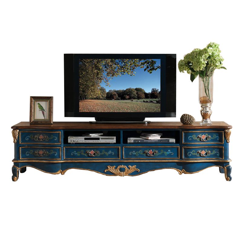 Traditional Style TV Cabinet Birch Wood TV Stand with 6 Drawers