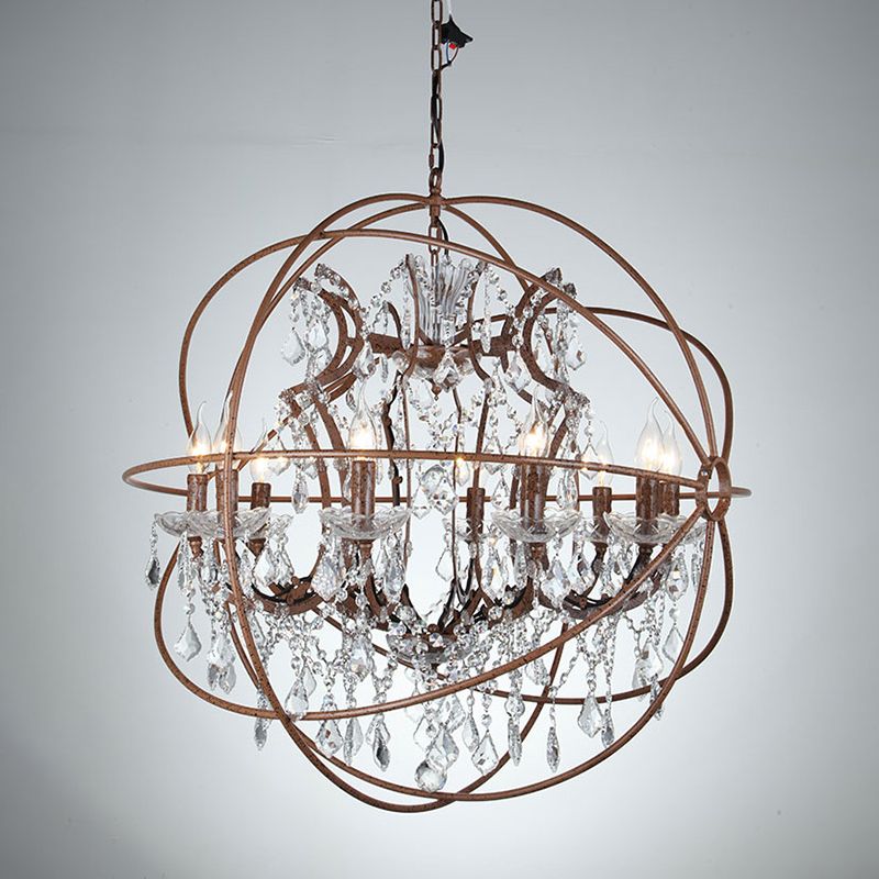 Modern Spherical Chandelier Hanging Light Fixture Metal 8 Lights Ceiling Hanging Light Fixture