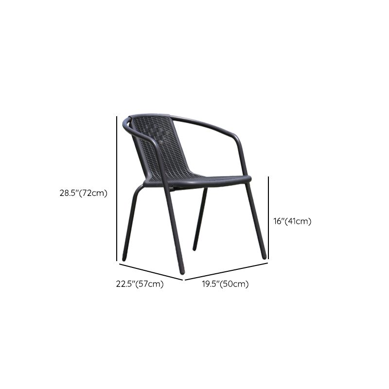 Black Metal Outdoor Chair Contemporary Armchair Stacking Outdoor Bistro Chair