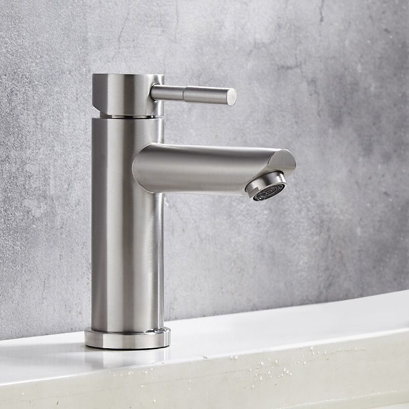 Modern Sliver Centerset Faucet Solid Color Bathroom Faucet with Lever Handle