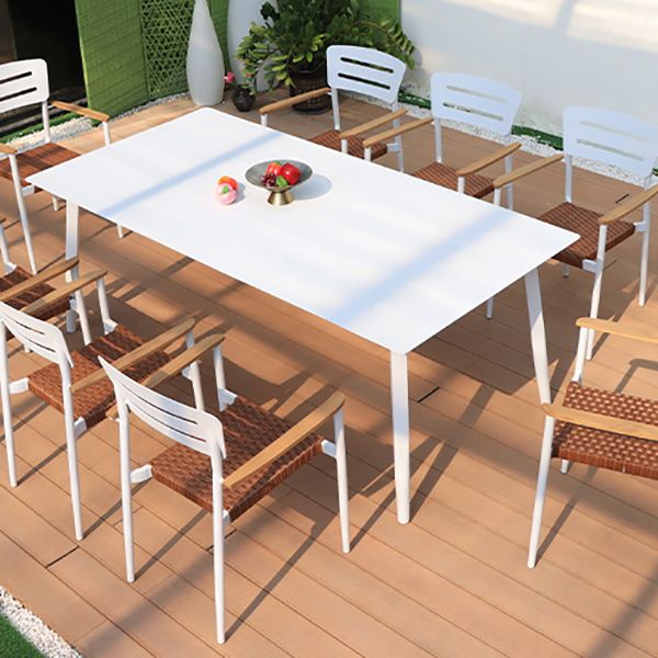 Contemporary Water Resistant Patio Table Metal Dining Table with UV Resistant