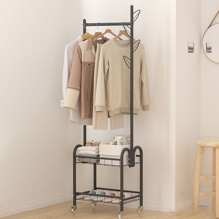 Modern Metal Hall Tree Coat Hanger Hooks and Storage Shelf Coat Rack