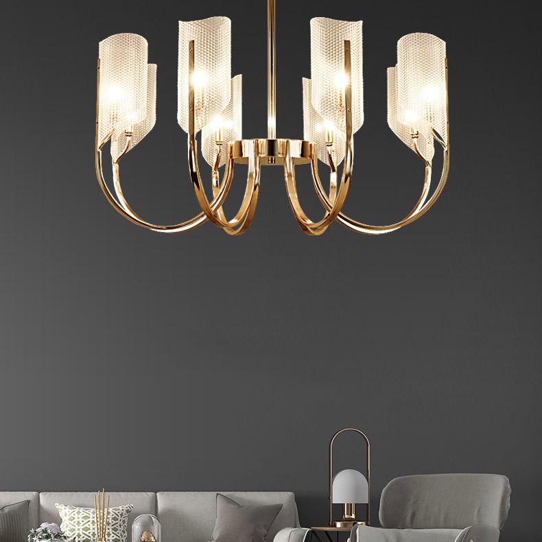 Postmodern Metal Acrylique Chandelier Lighting Assemblées Gold Hanging Chandelier