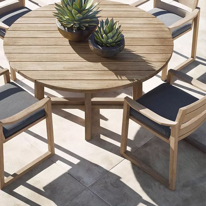 Contemporary Solid Wood Dining Armchair Open Back Outdoors Dining Chairs