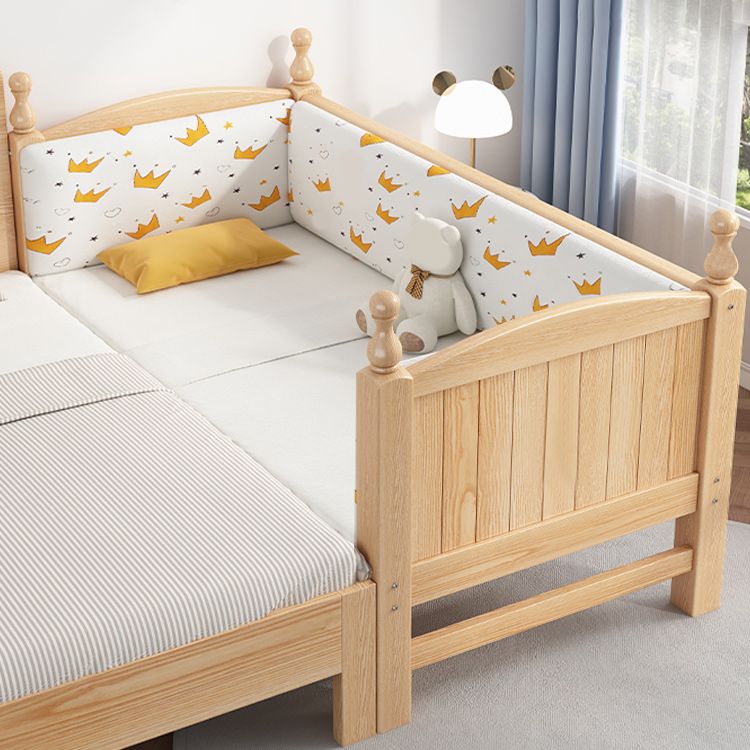 Solid Wood Kids Bed Gender Neutral Scandinavian No Theme Toddler Bed with Guardrail