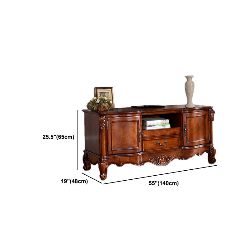 Traditional TV Stand with Glide Drawer Home Solid Wood TV Cabinet