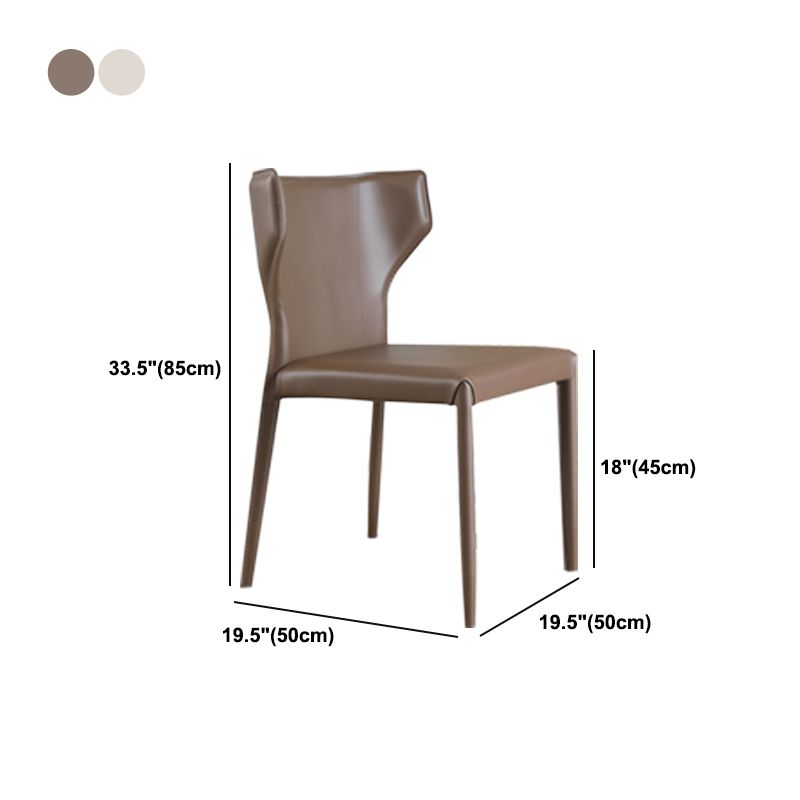 Contemporary Leather Dining Room Chair Wingback Side Armless Chair for Home Use