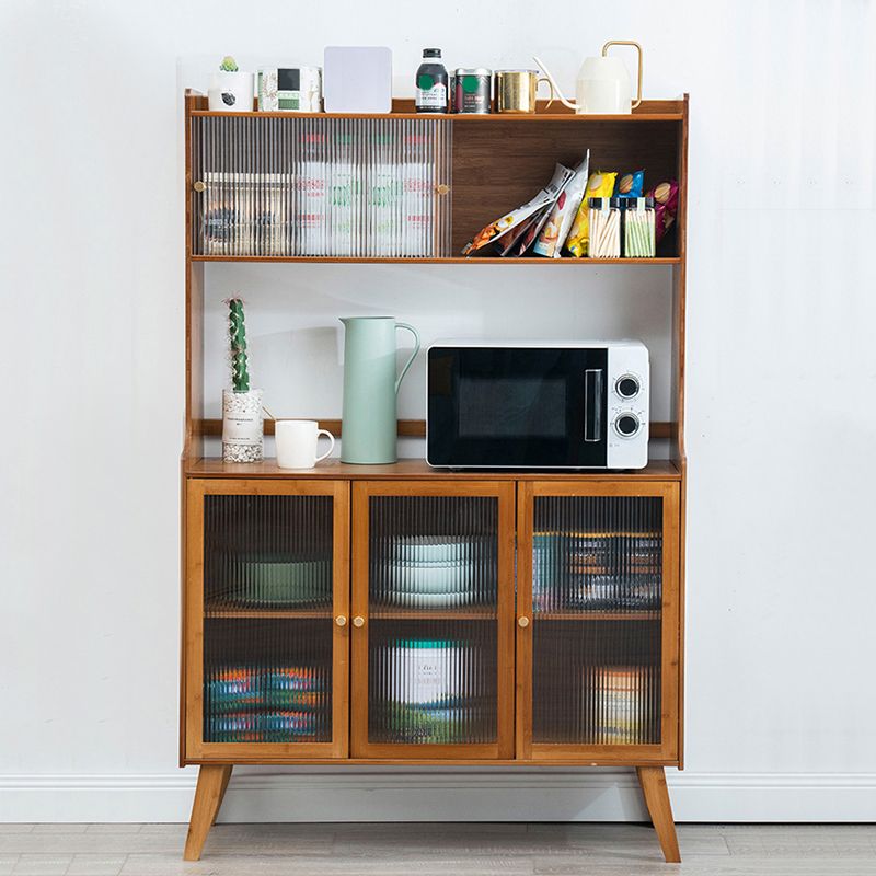 Modern Style Open Storage Buffet Stand Brown Engineered Wood Buffet Sideboard