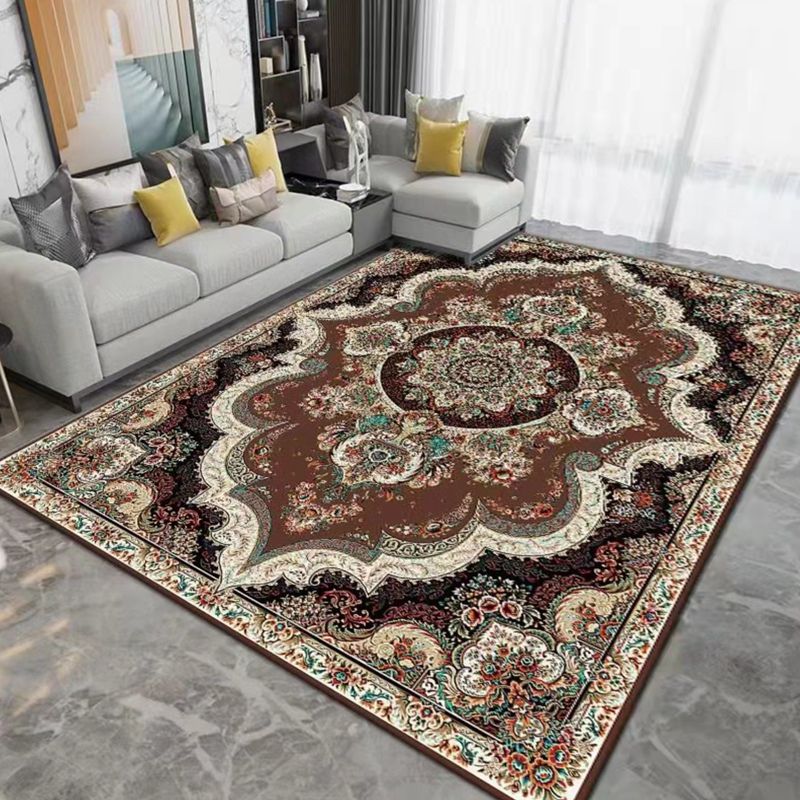 White Traditional Carpet Polyester Graphic Carpet Washable Carpet for Living Room