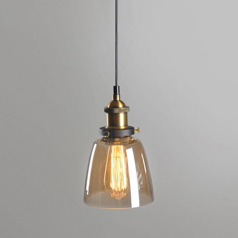 Single Light Industrial Style Pendant Light Fixture Glass Hanging Light