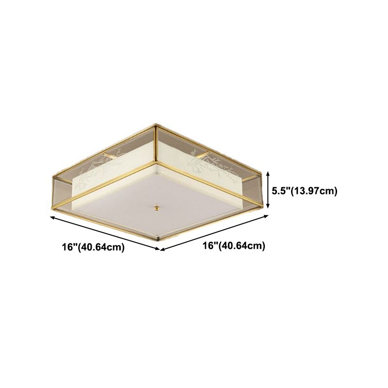 Fabric Geometric Shape Flush Ceiling Light Modern 3 Lights Flush Light Fixtures in Gold