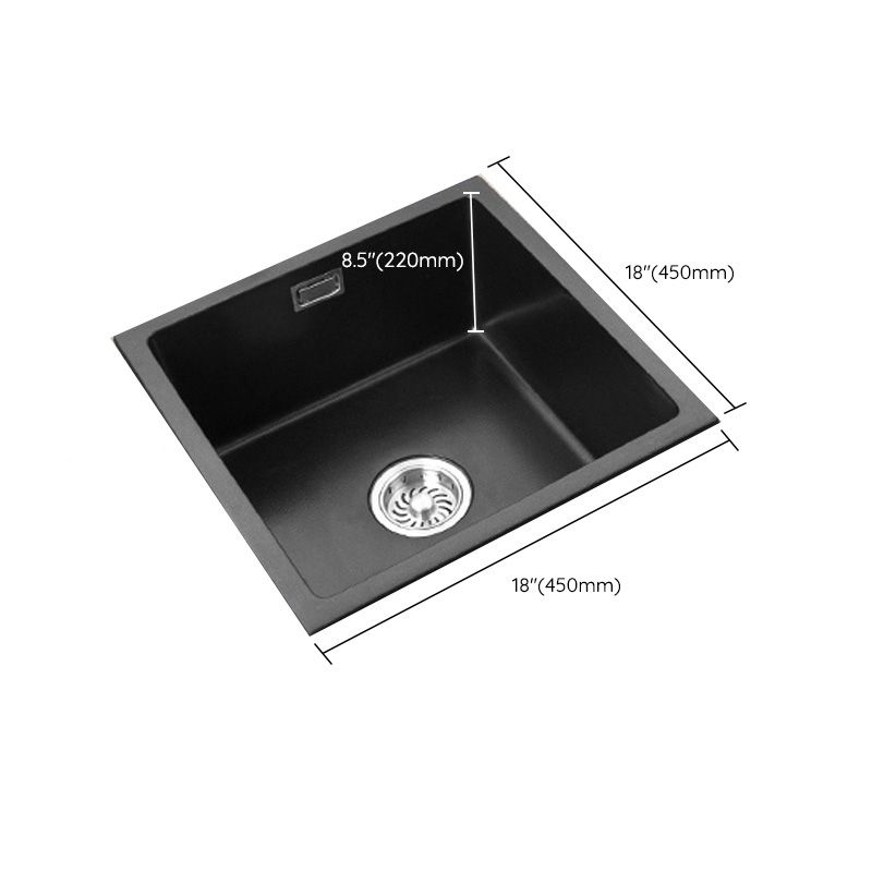 Black Undermount Kitchen Sink Single Bowl Quartz Sink with Faucet