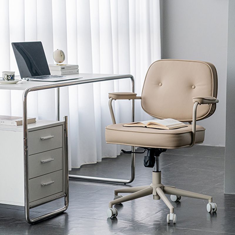 Padded Arms Desk Chair No Distressing Leather Ergonomic Office Chair with Wheels