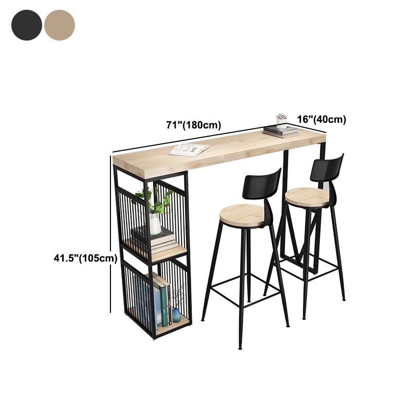 Industrial Solid Wood Top Counter Table 42-inch Height Table for Living Room