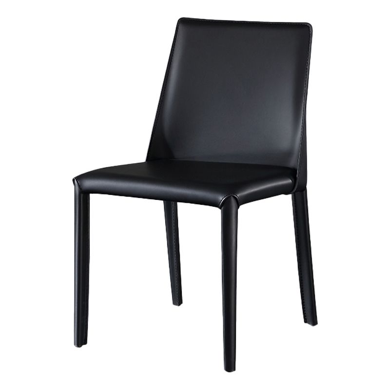 Glam Dining Room Armless Chairs Faux Leather Metal Base Dining Chairs