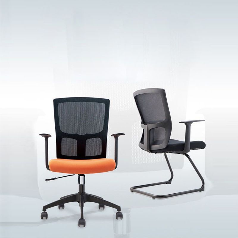 Contemporary Mid Back Office Chair with Fixed Arms Microfiber Task Chair with Black Frame