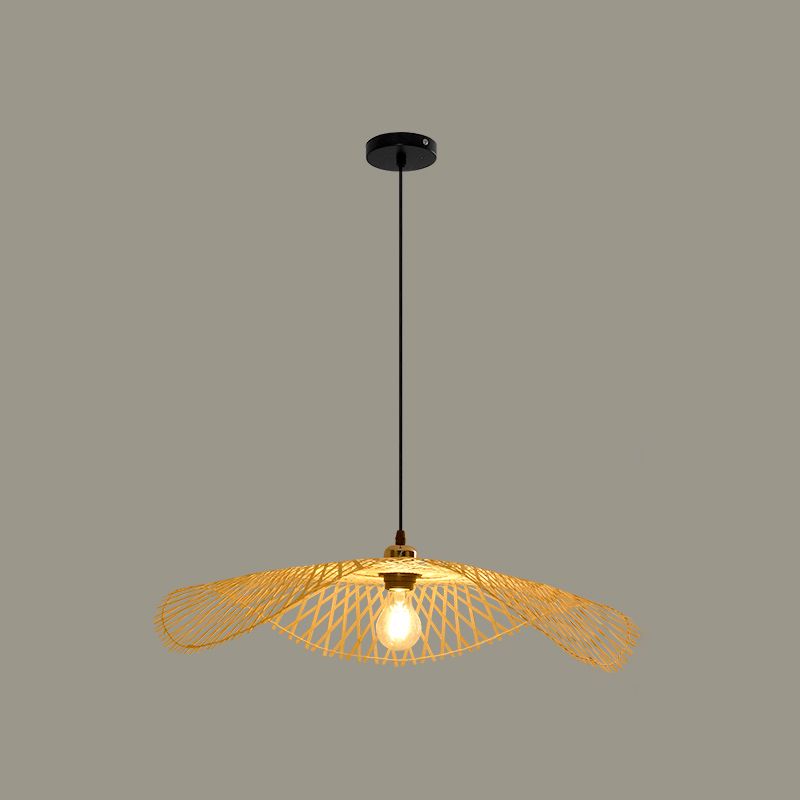 Twist Suspension Pendant Light Asia Asia Bamboo Restaurant de plafond suspendu en beige