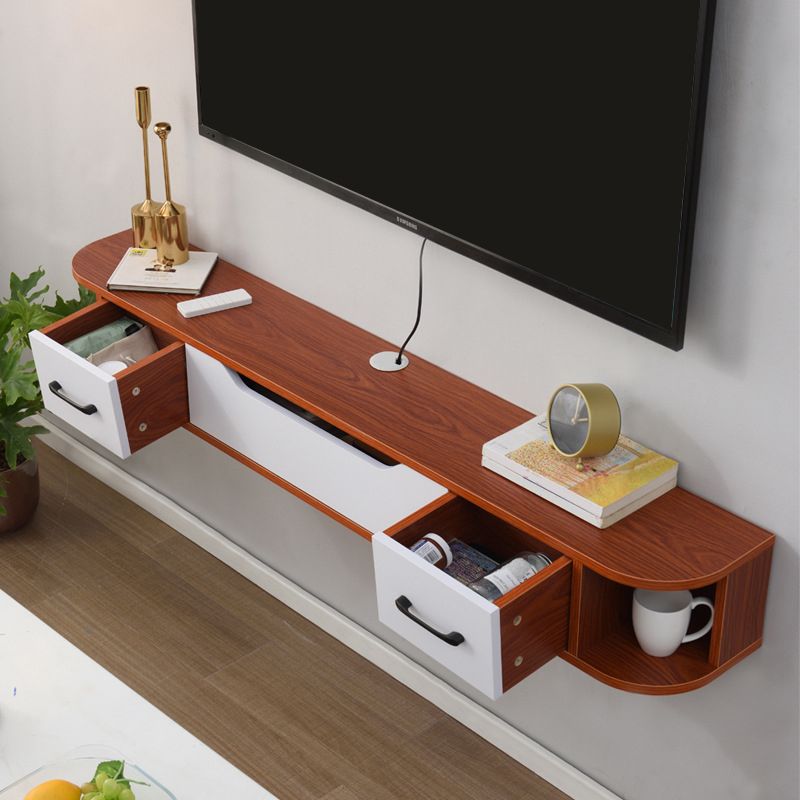 Wall Mounted Floating TV Media Console , Solid Wood Modern TV Console