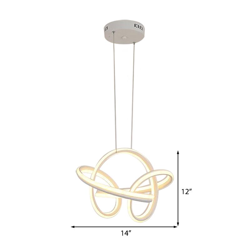 Seamless Curve Chandelier Light Simple Acrylic White/Coffee LED Ceiling Pendant Light for Living Room