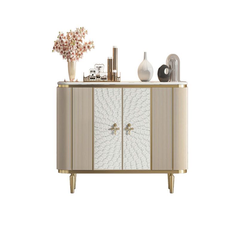 Glam Sideboard Marble Storage Sideboard Buffet with Doors for Dining Room