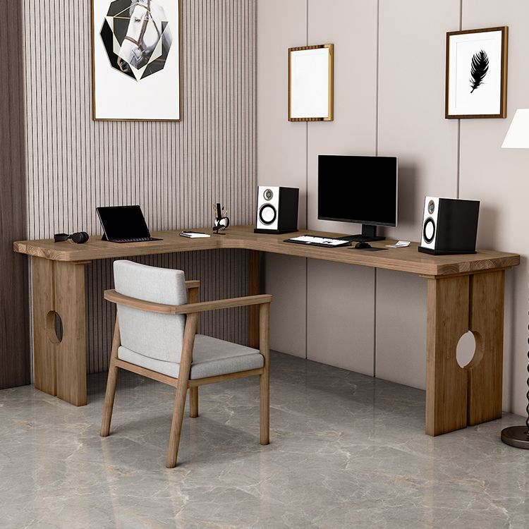 Contemporary Solid Wood Office Desk L-Shape Writing Desk for Office